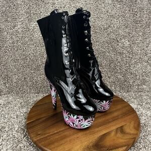 Ellie 7" Stiletto Women's 11 Lace Up Boots Print Wrapped Pf Shoes 709/Juicy